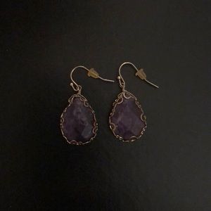 Purple “natural” stone dangle earrings